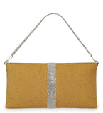 Golden Satin Stone and Pearl Beaded Clutch