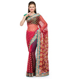 Maroon Net Saree with Sequin Border