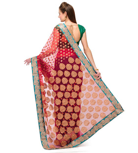 Maroon Net Saree with Sequin Border