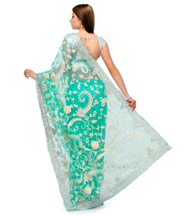 Sea Green Net Saree