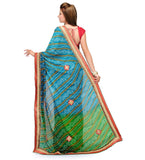 Green & Maroon Moss Crepe Saree