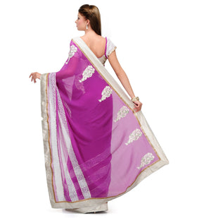 Purple Faux Chiffon Saree