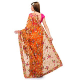 Orange Net Saree with Resham Work