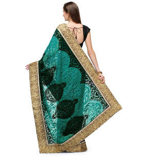 Green Net Saree with Resham Work