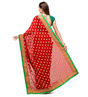 Maroon Faux Chiffon Saree