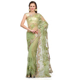 Light Green Net Saree with Zari Work