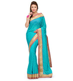 Sea Blue Faux Chiffon Saree