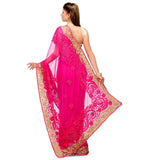 Dark Magenta Net Saree