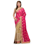 Magenta Viscose & Net Saree