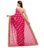 Magenta Viscose & Net Saree