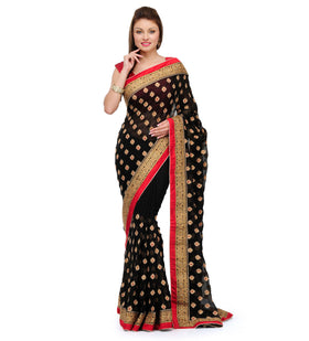 Black Faux Chiffon Saree