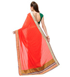 Orange Faux Chiffon Saree