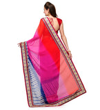 Multi-Color Shaded Faux Chiffon Saree