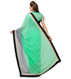 Sea Green Faux Chiffon & Faux Crepe Saree