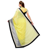 Lemon Faux Chiffon & Faux Crepe Saree