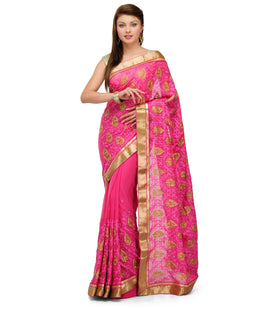 Magenta Faux Chiffon Saree