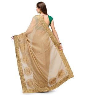 Fawn Faux Chiffon Saree