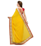 Yellow Faux Chiffon Saree