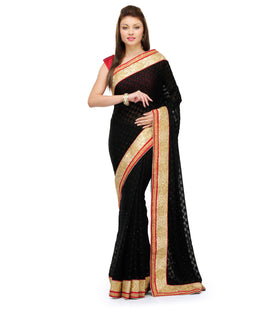 Black Faux Chiffon Saree