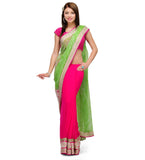 Green & Magenta Faux Georgette Saree