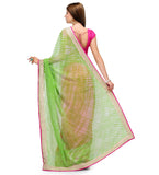 Green & Magenta Faux Georgette Saree