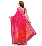 Magenta & Golden Moss Crepe Saree