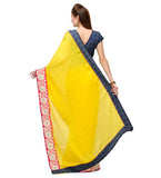 Yellow Faux Crepe Saree