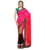 Magenta Shaded Faux Chiffon Saree