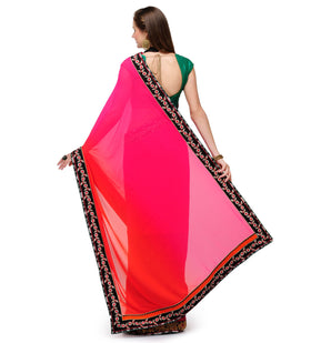 Magenta Shaded Faux Chiffon Saree