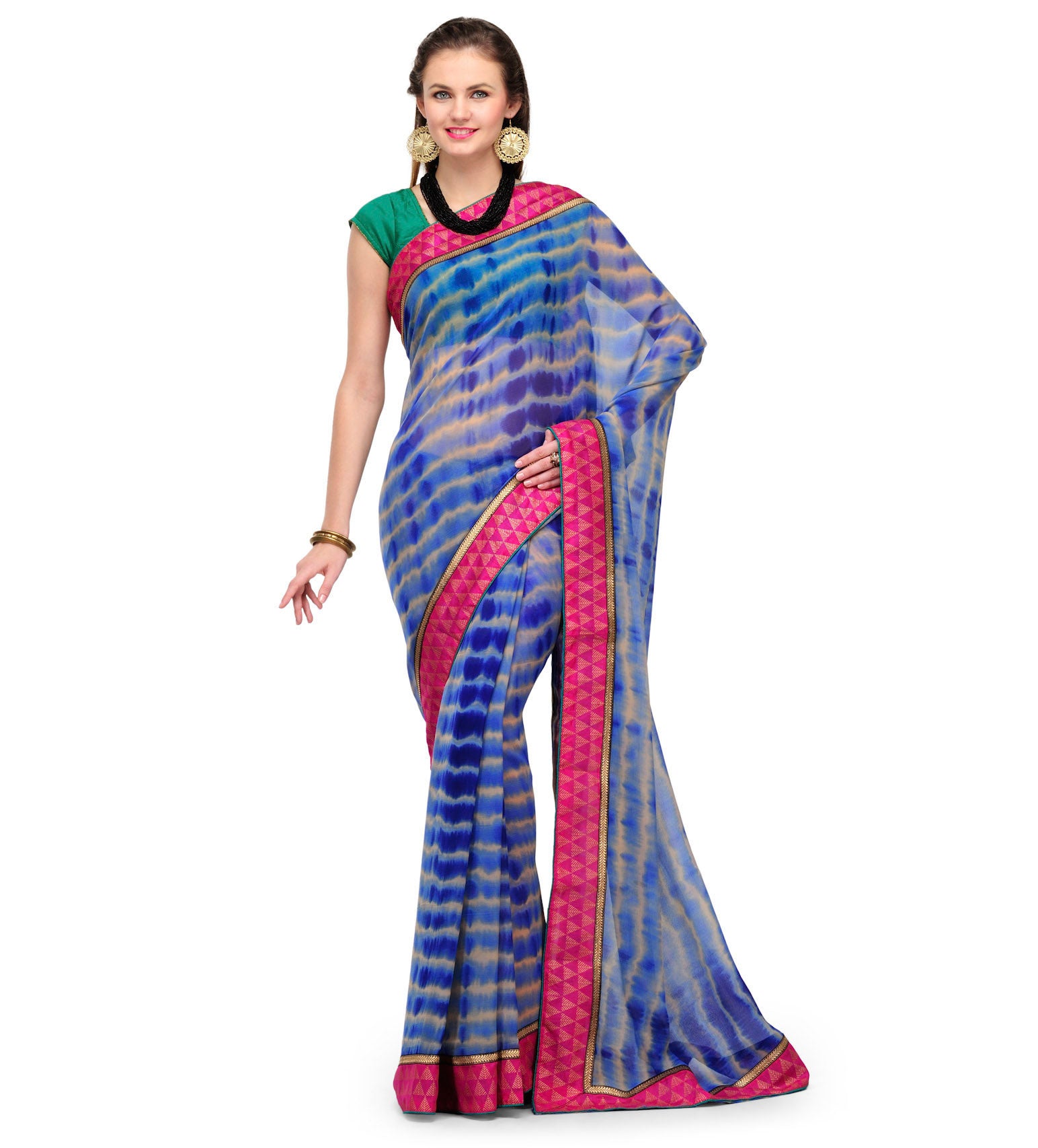 Blue Faux Georgette Saree