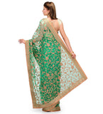 Green Net Saree with Zari Work