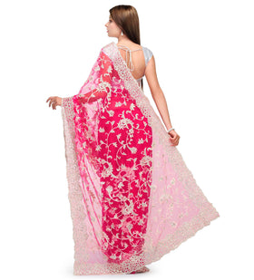 Rose Net Saree with Resham Work