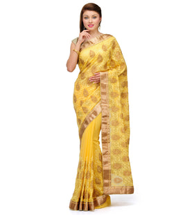 Yellow Faux Chiffon Saree