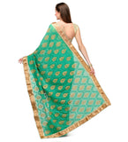 Sea Green Faux Chiffon Saree