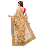 Beige Net Saree with Resham Work