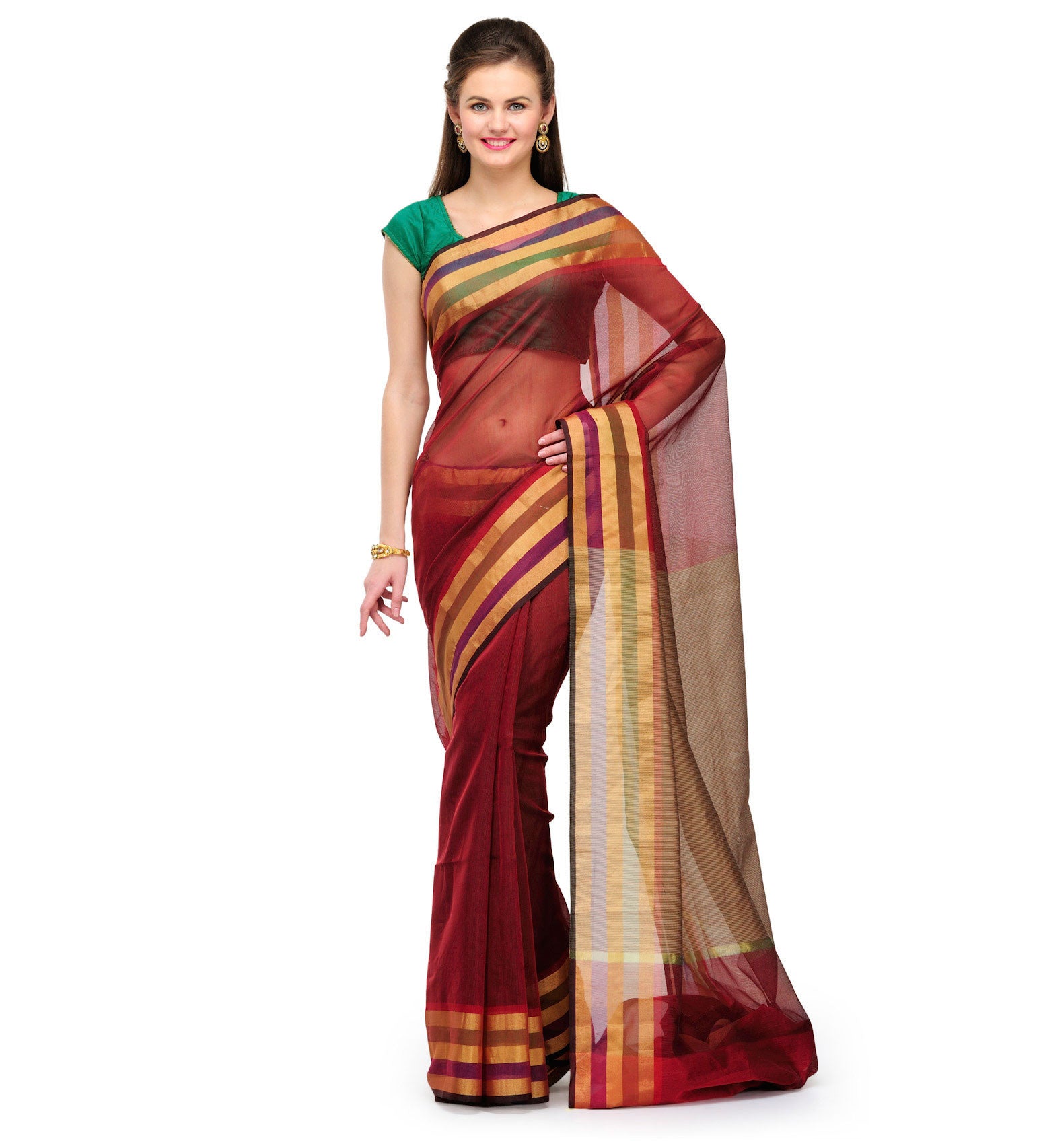 Maroon Supernet Banarasi Saree