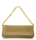 Mustard Rexin Stone & Pearl Patch Work Clutch