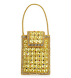 Golden Satin Stone and Pearl Beaded Pouch