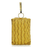 Mustard Satin Stone and Pearl Beaded Pouch