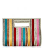 Off White Rexin Stone and Pearl Beaded Clutch