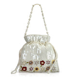 White Satin Potli Pouch