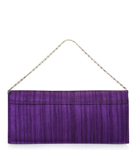 Violet Art Silk Zari Patch Work Clutch