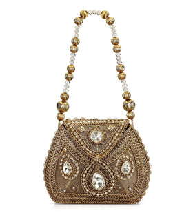 Golden Stone Studded Clutch