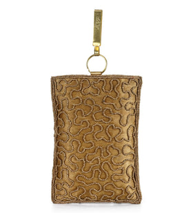 Fawn Velvet Stone and Pearl Beaded Pouch