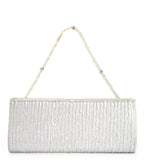 White Art Silk Stone and Pearl Beaded Clutch