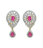 White & Magenta Stone Studded Set