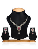 White & Magenta Stone Studded Set