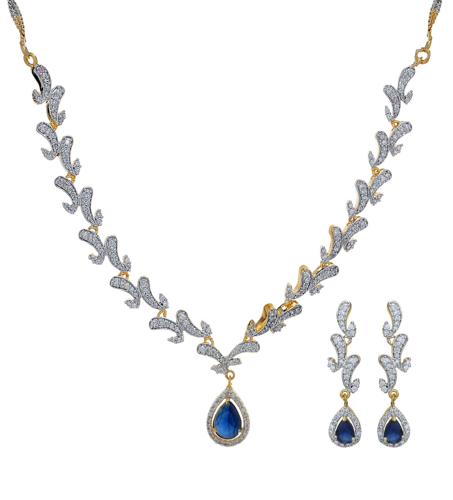 White & Blue Stone Necklace Set