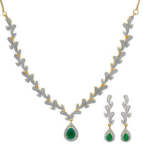 White & Green Stone Necklace Set