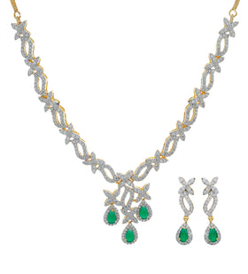 White & Green Stone Necklace Set